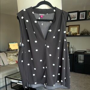 Polka Dot Sleeveless Top - Black and White